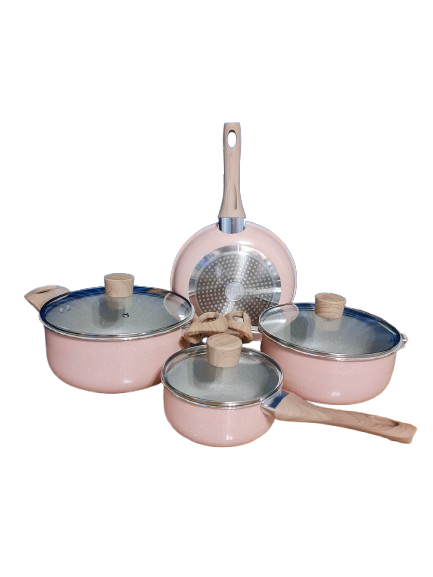 Set Bucătărie 7 Piese ROZ – Oale și Tigaie Versatile pentru Gătit + Set de Cuțite Cadou Set Bucătărie 7 Piese ROZ – Oale și Tigaie Versatile pentru Gătit + Set de Cuțite Cadou
